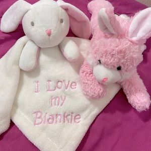 I  Love My Blankie Babies 1st Blanket With Bunny Head & Pink Rabbit